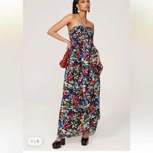 Ronny Kobo Avril Floral Smocked Maxi Dress| S